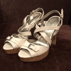 Strappy white and cork Guess heels